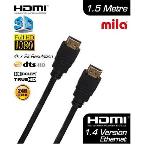 Mila CH-002/M 1.5m V1.4 Ethernet 3D Altın Uçlu HDMI Kablo
