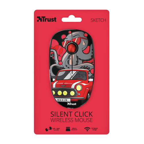 Trust 23336 Sketch Sessiz Kablosuz Kırmızı Mouse - Thumbnail
